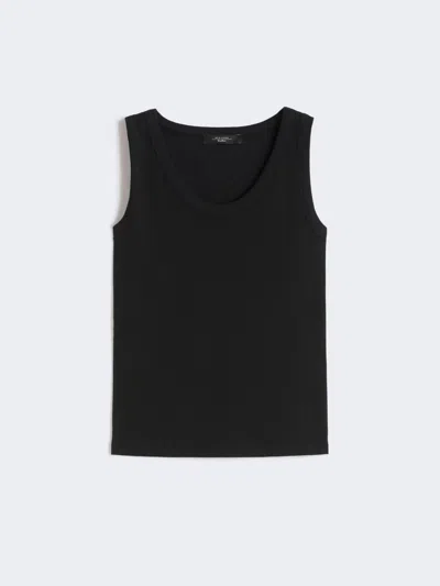 Max Mara Stretch Cotton Top In Black