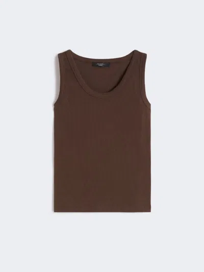 Max Mara Stretch Cotton Top In Brown