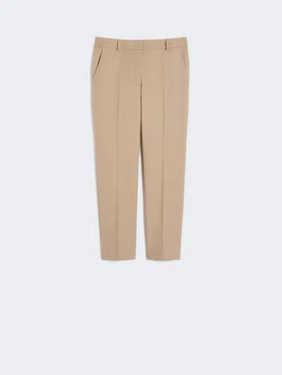 Max Mara Stretch Cotton Trousers In Brown