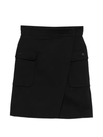 Max Mara Stretch Cotton Wallet Skirt In Black