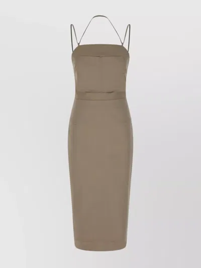 Max Mara Dove Grey Stretch Cotton Workwear Dress In 005