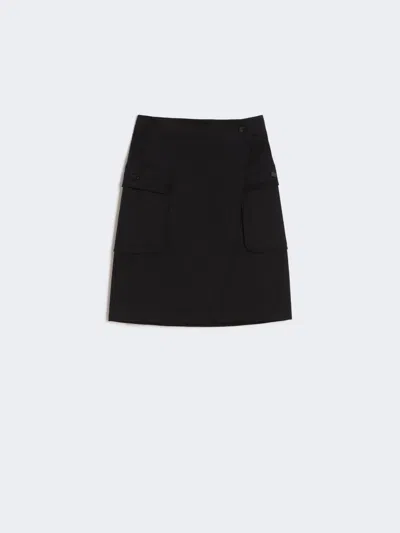Max Mara Stretch Cotton Wrap Skirt In Black