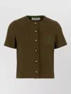 Max Mara Stretch Cotton Zanzara Blouse Short Sleeve In Brown