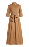 Max Mara Stretch Cotton-blend Shirt Dress In Brown