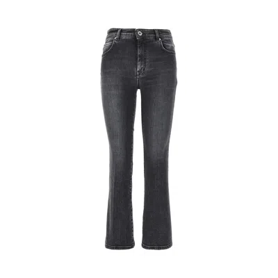 Max Mara Stretch Denim Cropped Jeans In Gray