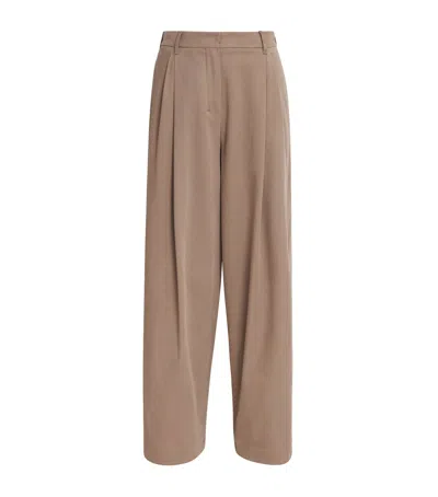 Max Mara Stretch-drill Wide-leg Trousers In Brown