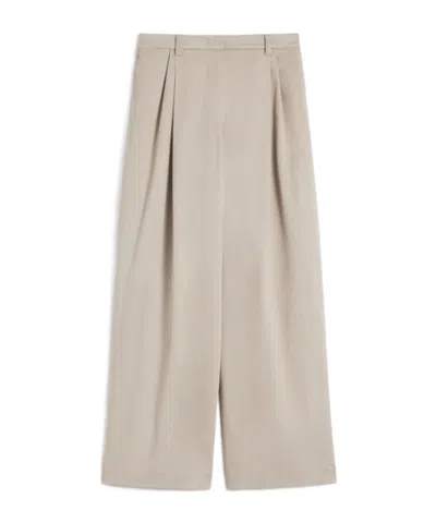 Max Mara Stretch Drill Wide-leg Trousers In Neutral