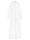 Max Mara White Maxi Dress With Classic Collar And Belted Waist In White