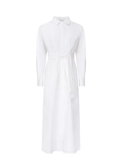 Max Mara Stretch Gabardine Shirt Dress In White