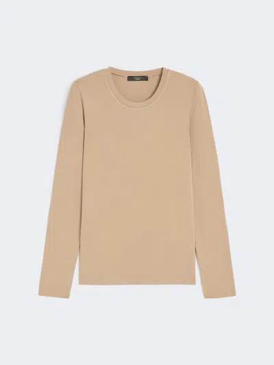 Max Mara Stretch Jersey Basic T-shirt In Brown