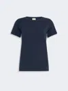 Max Mara Stretch Jersey Basic T-shirt In Blue