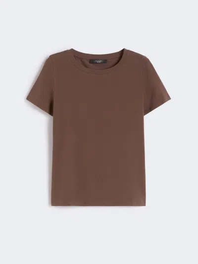 Max Mara Stretch Jersey Basic T-shirt In Brown