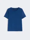 Max Mara Stretch Linen Jersey Basic T-shirt In Blue