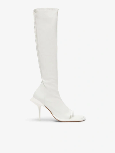 Max Mara Stretch Nappa-leather Thong Boots In White