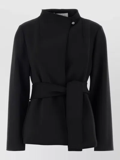 Max Mara Stretch Nylon Talamo Blazer Belted Waist In Black