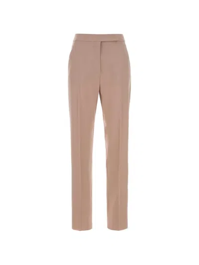 Max Mara Stretch Wool Ossido Tailored Trousers Button Detail In Pink