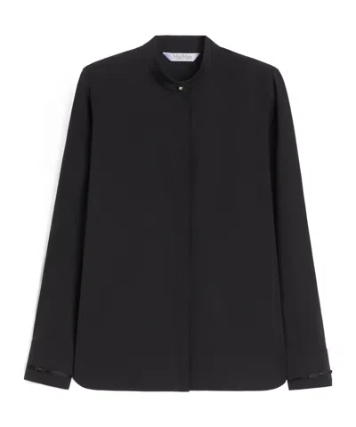 Max Mara Stretch Poplin Shirt In Black