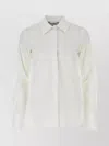 Max Mara Stretch Poplin Shirt With Button Accents In White