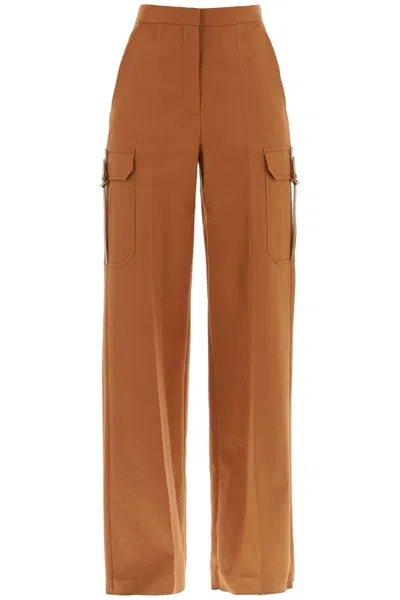 Max Mara Stretch Satin Cargo Pants For Men/w In Brown