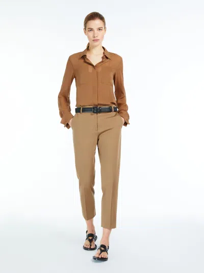 Max Mara Stretch Satin Cropped Trousers In Brown