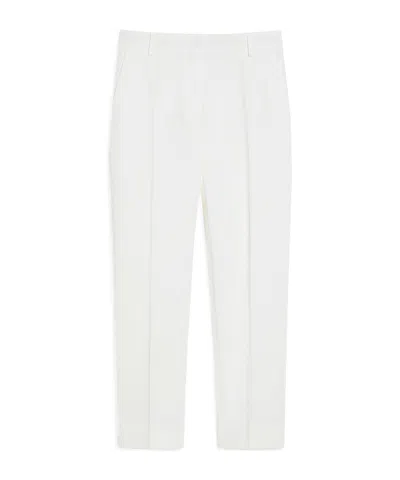 Max Mara Stretch Satin Cropped Trousers In White
