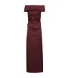 Max Mara Long Dress With Side Slit And Ruching In Burgundy