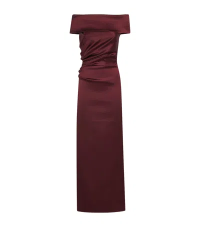 Max Mara Stretch-satin Maxi Dress In Burgundy