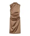 Max Mara Stretch Satin Midi Dress In Brown