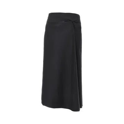 Max Mara Stretch Satin Midi Skirt In Black
