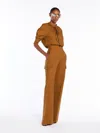 Max Mara Stretch Satin Wide Trousers In Tobacco