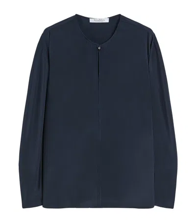 Max Mara Stretch-silk Blouse In Blue