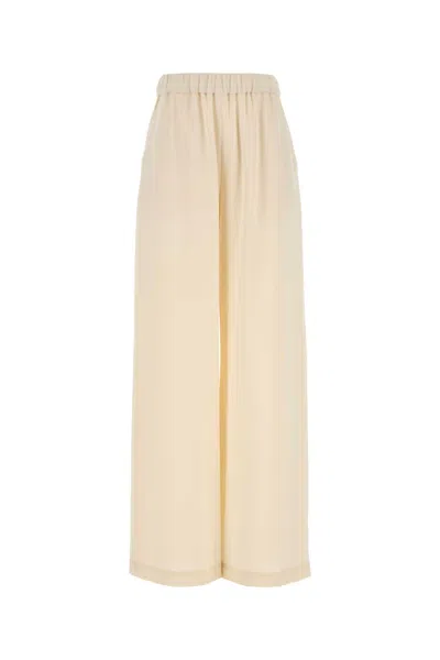 Max Mara Ivory Stretch Silk Boon Pant