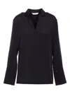Max Mara Stretch Silk Cady Blouse In Black