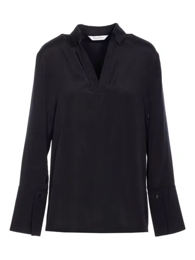 Max Mara Stretch Silk Cady Blouse In Black