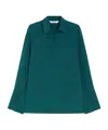 Max Mara Stretch Silk Cady Blouse In Green