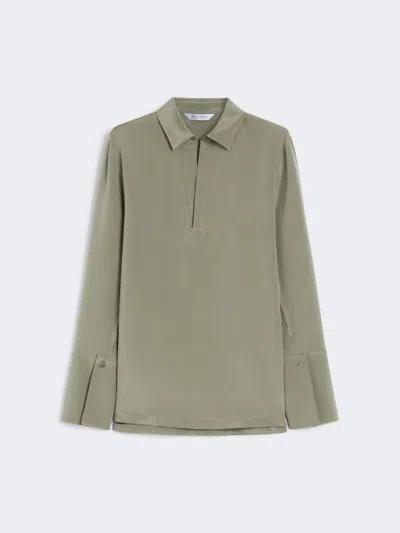 Max Mara Stretch Silk Cady Blouse In Green
