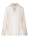 Max Mara Stretch Silk Cady Blouse In Neutral