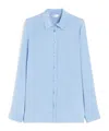 Max Mara Stretch Silk Cady Shirt In Blue