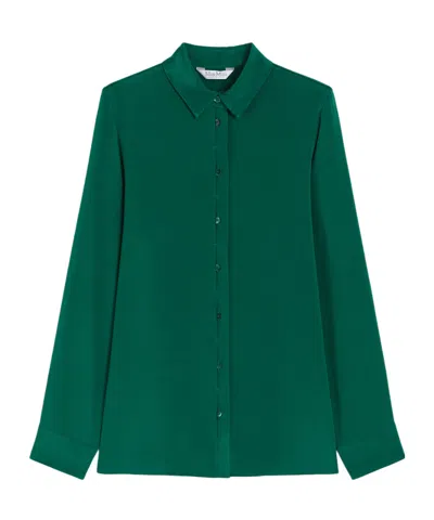 Max Mara Stretch Silk Cady Shirt In Green