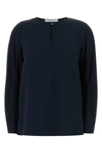 Max Mara Stretch Silk Mitico Blouse In Blue