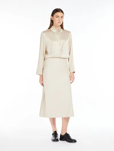 Max Mara Stretch Silk Satin Shirt In Beige