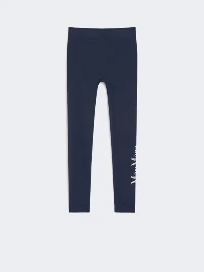 Max Mara Stretch Technical Fabric Leggings In Blue