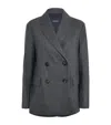 Max Mara Double-breasted Charcoal Grey Wool Blend Jacket In Gray