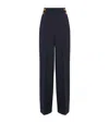 Max Mara Stretch-virgin Wool Wide-leg Trousers In Blue