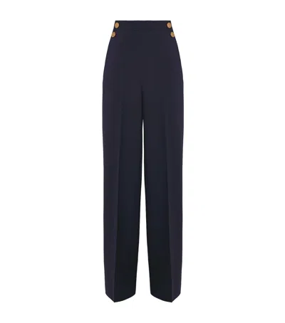 Max Mara Stretch-virgin Wool Wide-leg Trousers In Blue