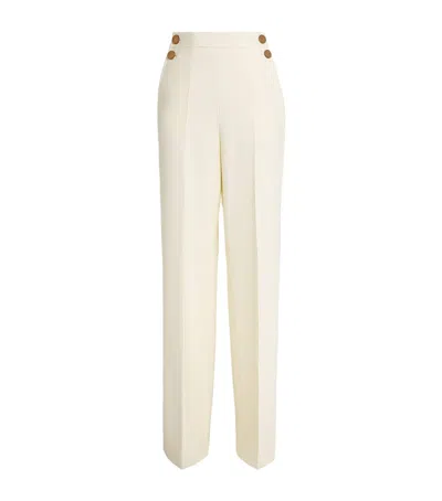 Max Mara Stretch-virgin Wool Wide-leg Trousers In White