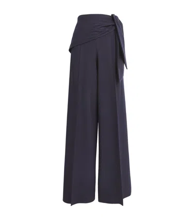 MAX MARA STRETCH-VIRGIN WOOL WRAP TROUSERS 