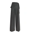 Max Mara Stretch-virgin Wool Wrap Trousers In Grey