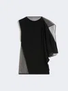 Max Mara Stretch Viscose Asymmetrical Top In Black