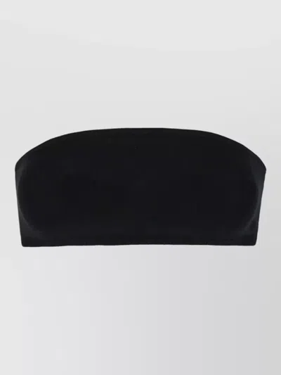 Max Mara Stretch Viscose Bandeau Top Ribbed Trim In Black